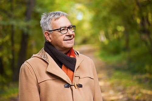 Man using BHRT out for a walk in the park